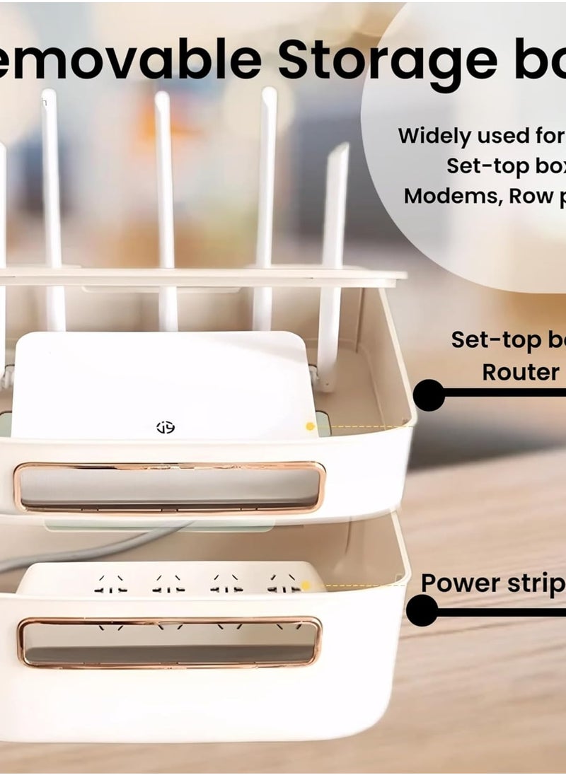 Generic Router Shelf WiFi Router Storage Box Multi Layer Cable Storage Box Hidden Wire Protection Box(2-Tier)  - Image 5