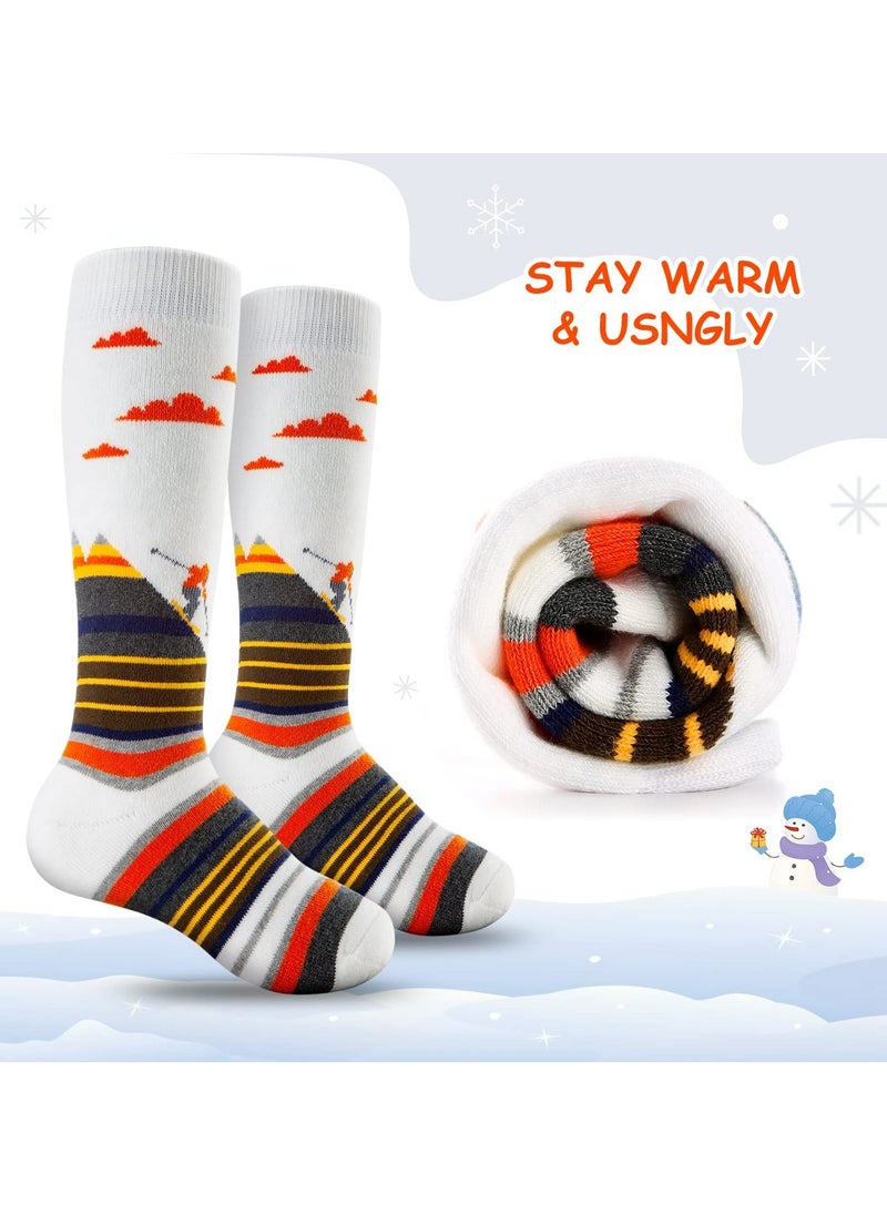 CMGTYYD 2 Pairs Ski Socks Kids Winter Warm Socks, Skiing Snowboard Skating Socks for Boys and Girls Toddler 2 Color  - Image 2