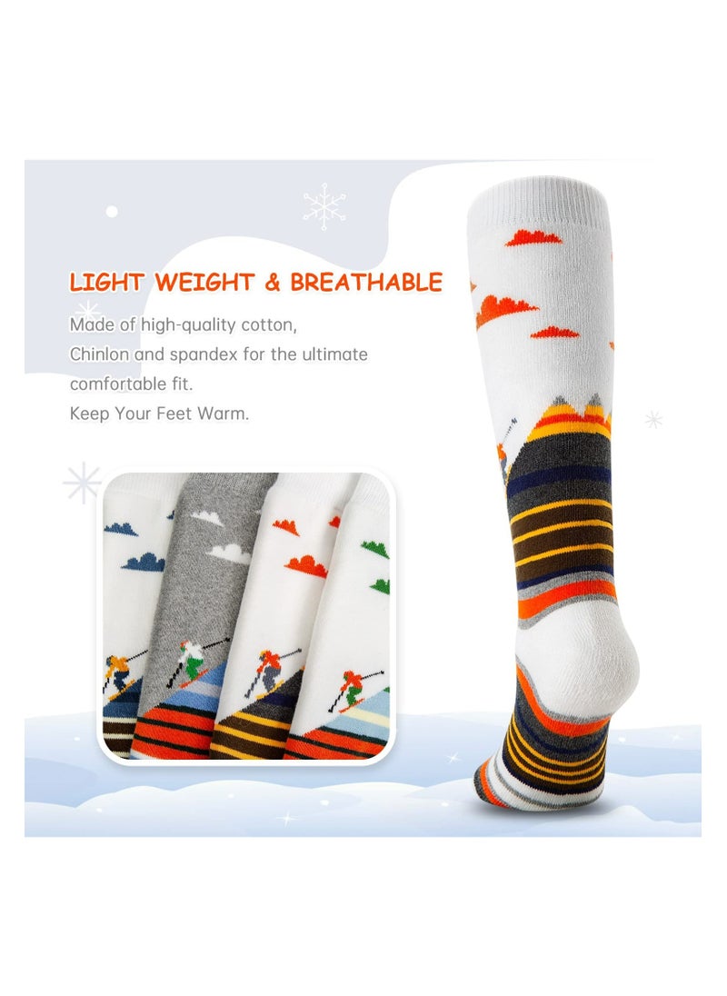 CMGTYYD 2 Pairs Ski Socks Kids Winter Warm Socks, Skiing Snowboard Skating Socks for Boys and Girls Toddler 2 Color  - Image 3