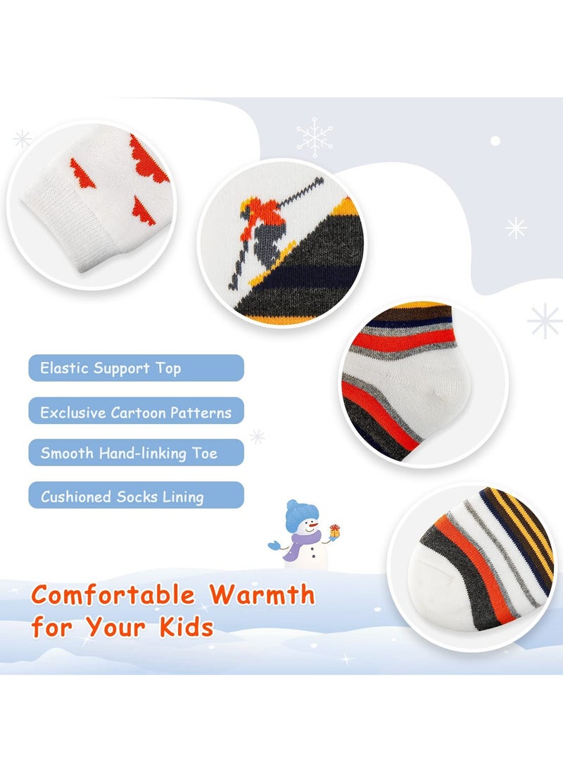 CMGTYYD 2 Pairs Ski Socks Kids Winter Warm Socks, Skiing Snowboard Skating Socks for Boys and Girls Toddler 2 Color  - Image 4