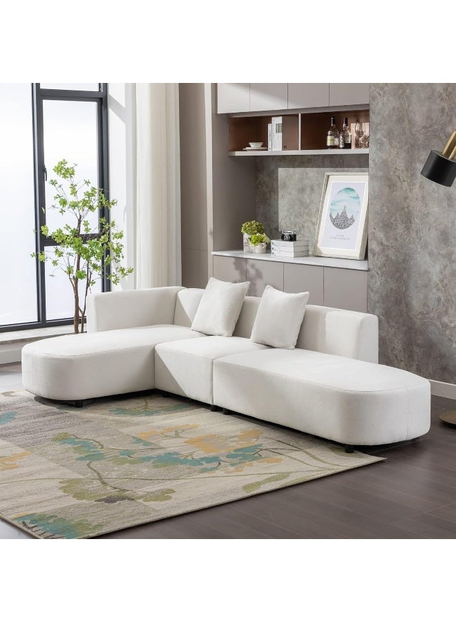 Comfynest L-Shaped Living Room Sectional Sofa Set with Spacious Seating – 280x63cmx155cm (White, Right Facing) - Image 1