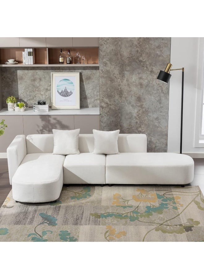 Comfynest L-Shaped Living Room Sectional Sofa Set with Spacious Seating – 280x63cmx155cm (White, Right Facing) - Image 2