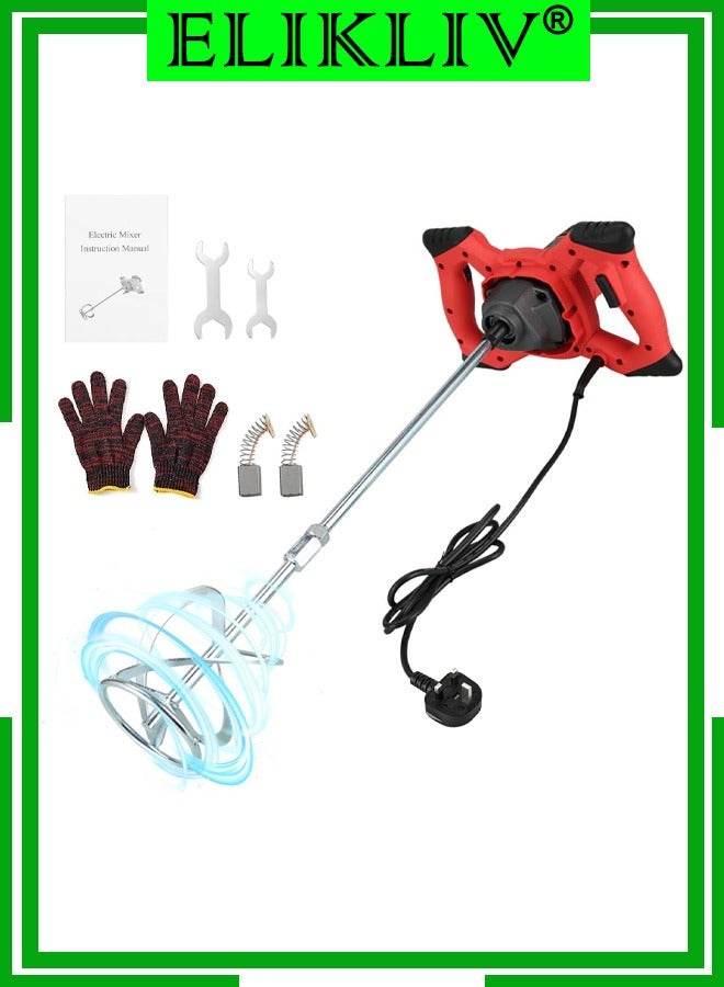 اليكليڤ خلاطة أسمنت خرسانة 2100 واط، خلاط كهربائي محمول ELIKLIV قابل للتعديل 6 سرعات محمول باليد للجص والجص والطلاء والملاط الرقيق وخلاط الحفر وأداة التحريك - Image 1