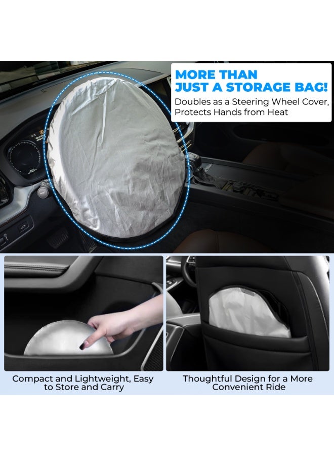 FETUSI Car Windshield SunShade Compatible with Nissan Rogue 2014-2020 Accessories, Foldable Car Sun Visor Cover Reflective Polyester Sunshade for UV Protection, Heat Blocking - Image 5