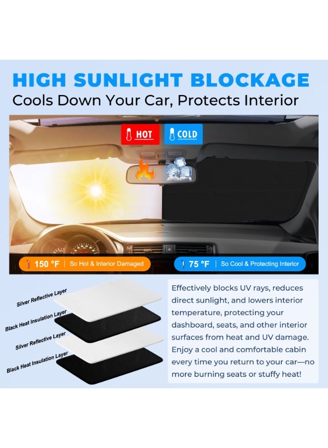 FETUSI Car Windshield SunShade Compatible with Nissan Rogue 2014-2020 Accessories, Foldable Car Sun Visor Cover Reflective Polyester Sunshade for UV Protection, Heat Blocking - Image 2