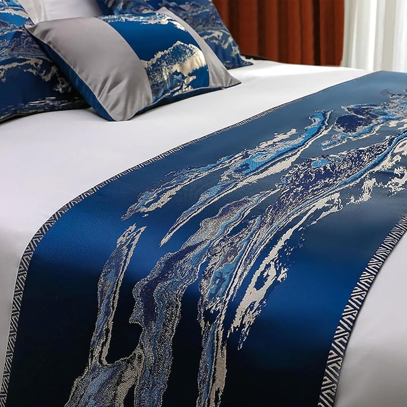 Bed Runners, Silky Soft Bed Throws, Bed End Scarf Towel, for Hotel Home Bedrooms Protection,Blue-2*Cases(45x45cm) - Image 4