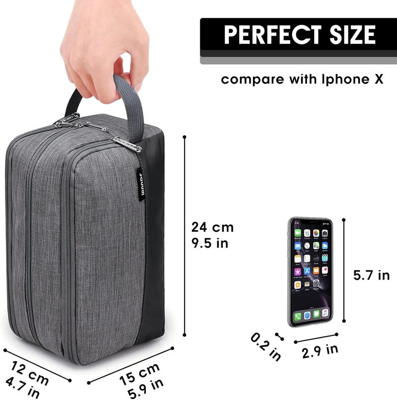 WANDF Toiletry Bag for Men Hanging Dopp Kit Water Resistant Shaving Bag Small Toiletry Bag for Traveling (Denim Grey) - Image 2