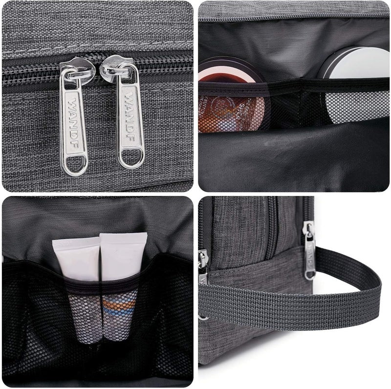 WANDF Toiletry Bag for Men Hanging Dopp Kit Water Resistant Shaving Bag Small Toiletry Bag for Traveling (Denim Grey) - Image 4
