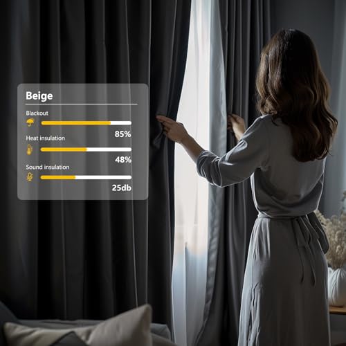 Cbsroro Room Divider Blackout Curtain Track Curtains Wall Dividers Panels Screen for Living Rooms Bedroom Office Privacy Partition Separation, W100 × L84 Inch,1 Panel, Beige - Image 3