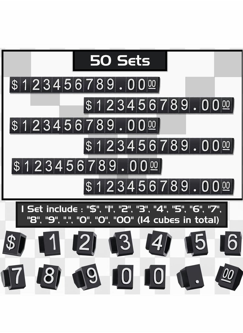 Generic Price Tags 50 Sets Price Display Cube Number Letter Adjustable Display Label Dollar Pricing Repeatable Stand Block Kit for Retail Shop Jewelry Price Display - Image 2