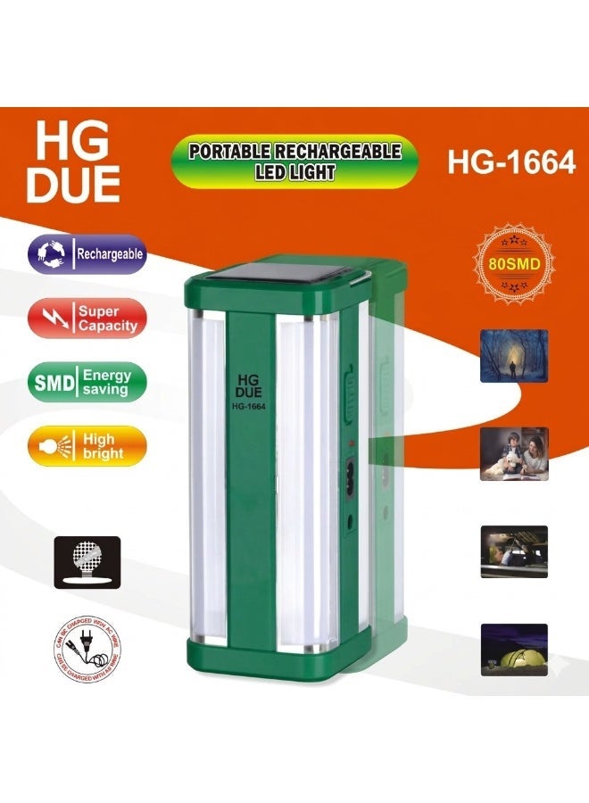 مصباح HG DUE HG-1664 LED محمول قابل للشحن بسطوع قوي للطوارئ والتخييم - Image 1
