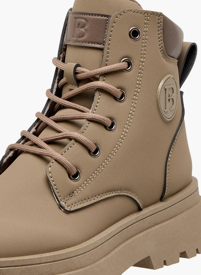 Flora Bella By Shoexpress Panelled Ankle Boots with Lace-Up Closure