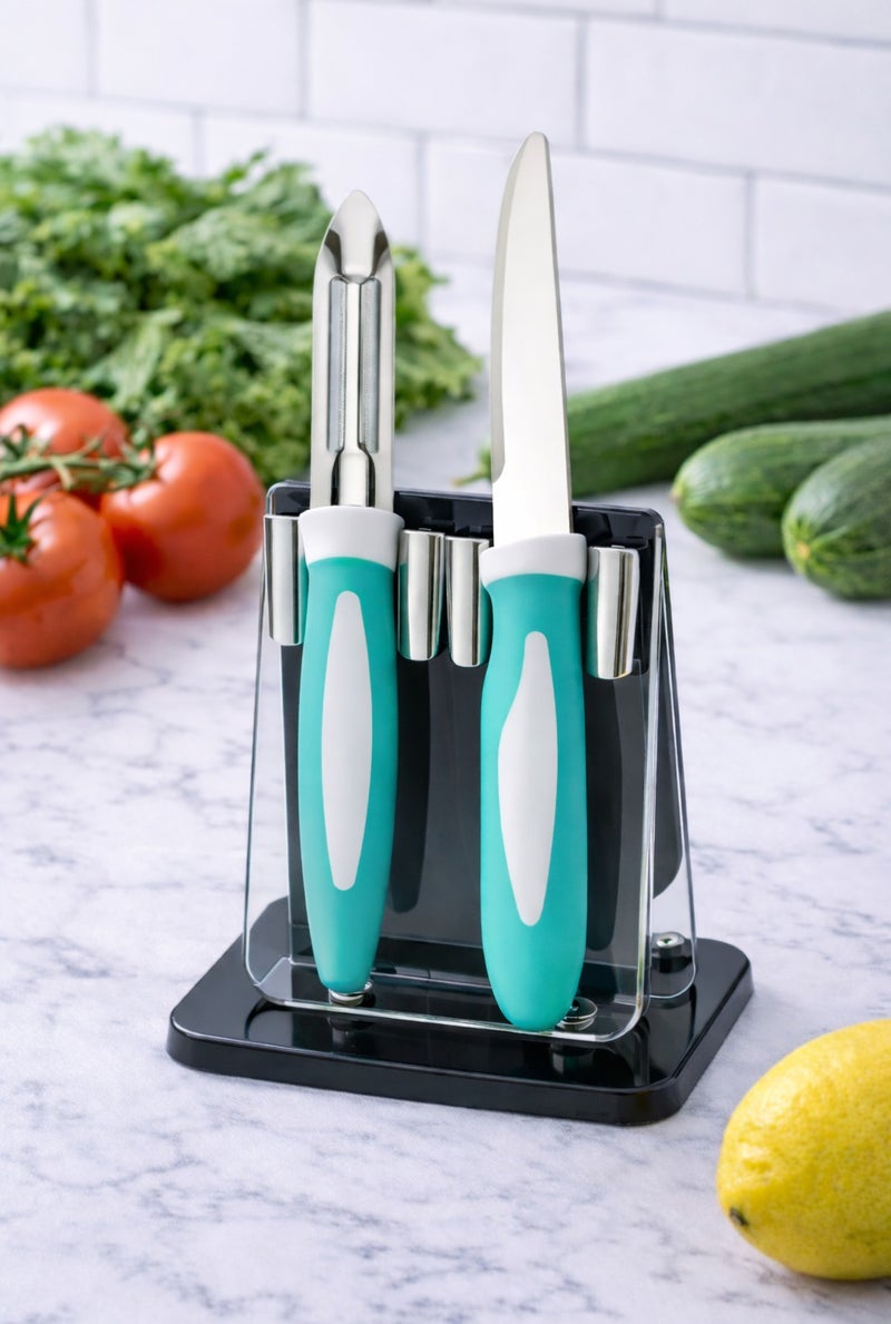 ديسينت ديسنت برايم إدج 2 بيس نايف سِت | ليزر نايف آند فيجيتابل بيلر | ستينلس ستيل بليدز – رَست ريزِستَنت | نون ستك نايف سِت | كيتشن كَتّينغ تولز سِت - Image 2