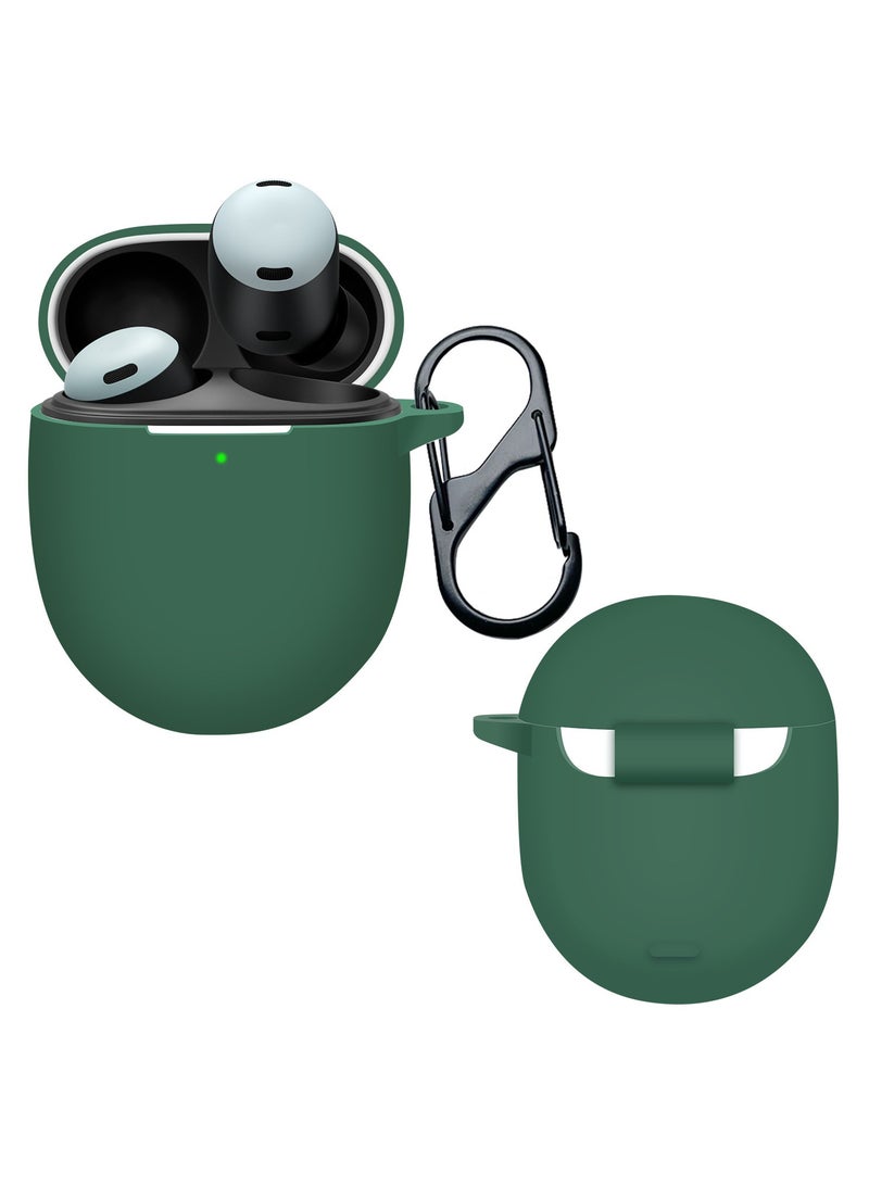 caijin Silicone Protective Case, Earphone Protective Case, Fashion Design, Suitable for Google Pixel Buds Pro Silicone Protective Case (with Eight-shaped Hook Keychain), Green - Image 1