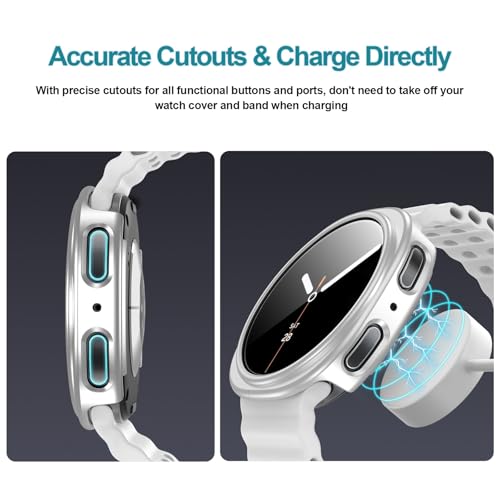 HASDON [6+6Pack Screen Protector Case for Samsung Galaxy Watch 8 44mm, Bubble Free Anti-Fog Tempered Glass Film and Waterproof Hard PC Protective Bumper No Water Collected Protective Cover Set - Image 5