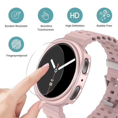 HASDON [6+6Pack Screen Protector Case for Samsung Galaxy Watch 8 44mm, Bubble Free Anti-Fog Tempered Glass Film and Waterproof Hard PC Protective Bumper No Water Collected Protective Cover Set - Image 3