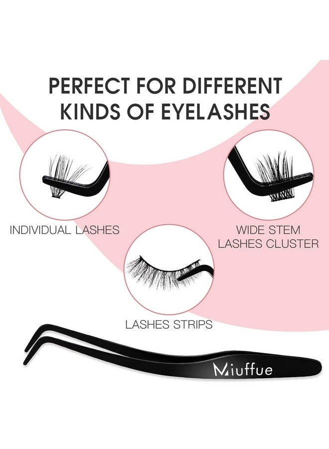 ميوفيو أداة وضع الرموش من Miuffue، ملقط رموش منحني من الفولاذ المقاوم للصدأ للرموش المتجمعة (أسود) - Image 4