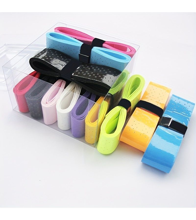 Set Of 10 Premium Synthetic Faux Leather Tennis Grip Tapes Non Slip Sweat Resistant Mix Colors - Image 4
