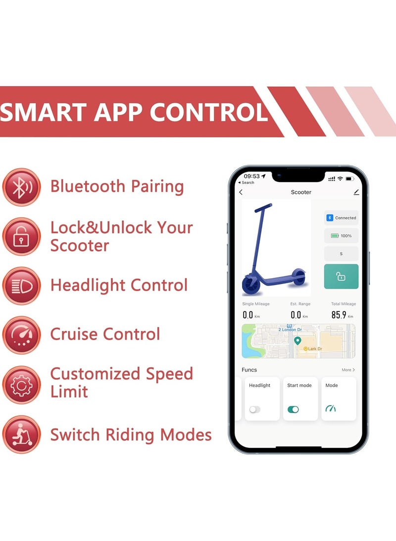 Favarey Electric Scooter for Adults 8.5" Tires 36V 350W Motor Max 25Km Long Range Folding E-scooter with Dual Braking System and App Control - Image 3