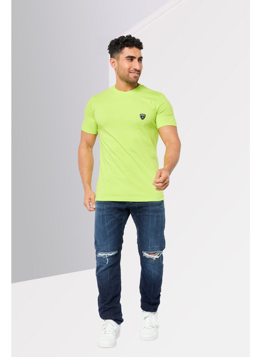 LAMBORGHINI - Men Crew Neck Short Sleeves Brand Logo T-Shirt, Green - Image 1
