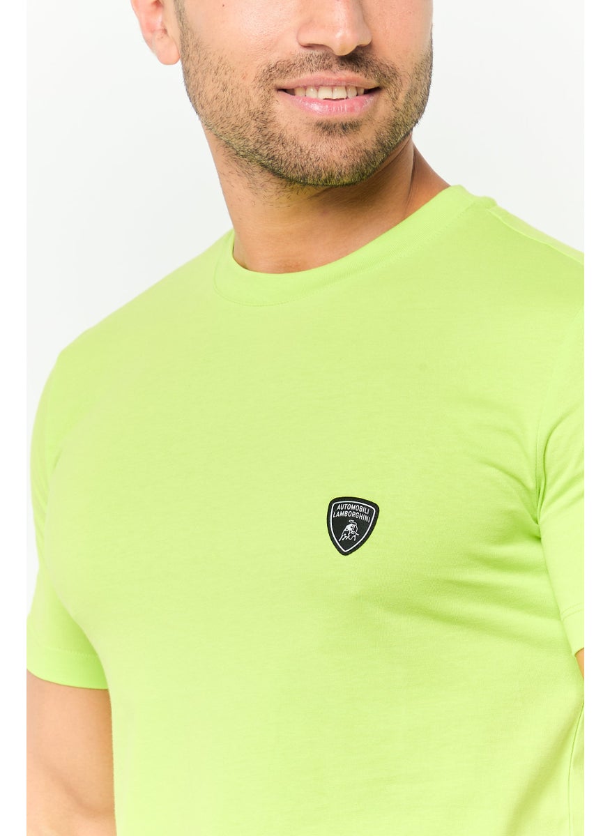 LAMBORGHINI - Men Crew Neck Short Sleeves Brand Logo T-Shirt, Green - Image 1