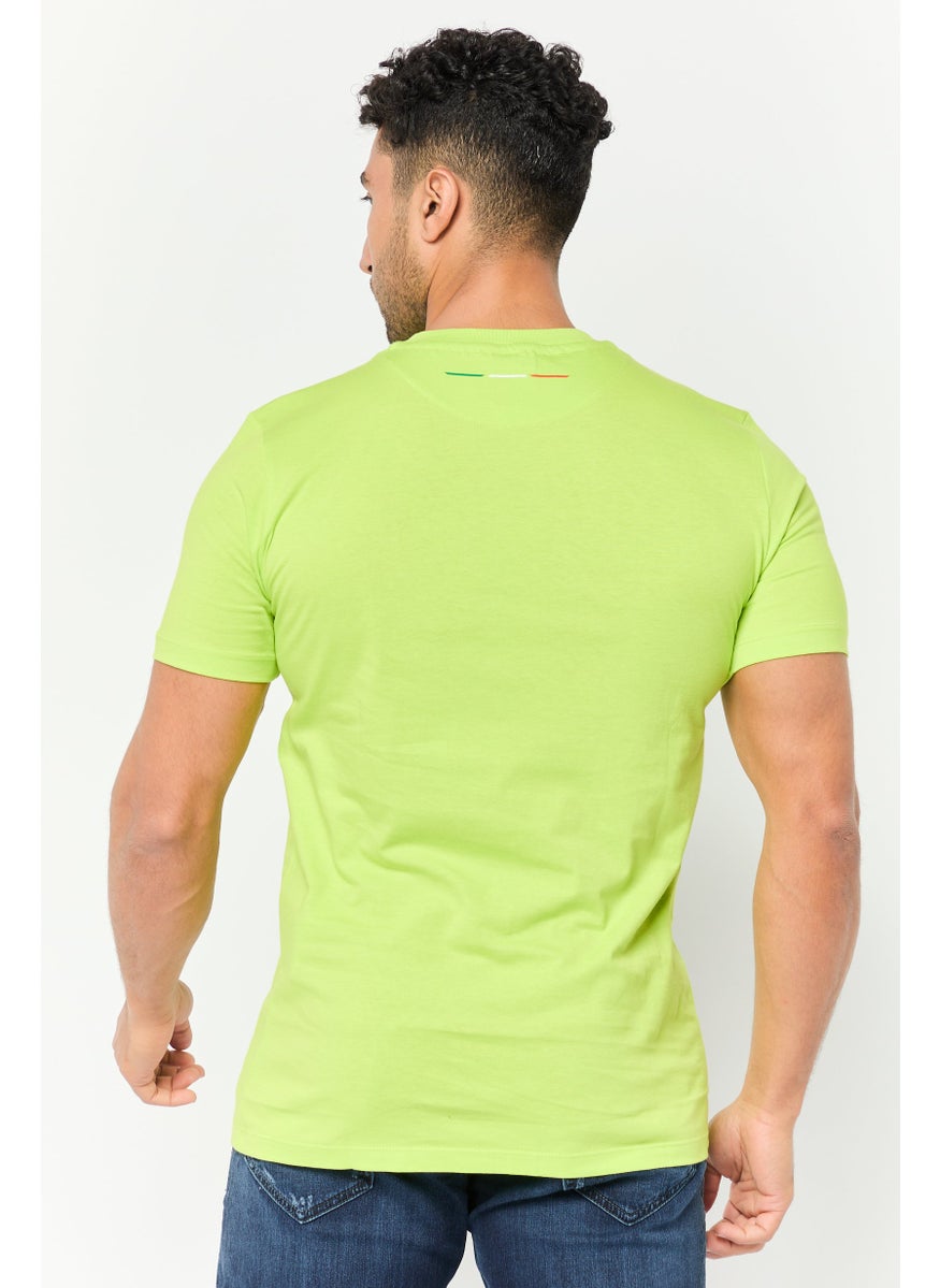 LAMBORGHINI - Men Crew Neck Short Sleeves Brand Logo T-Shirt, Green - Image 1