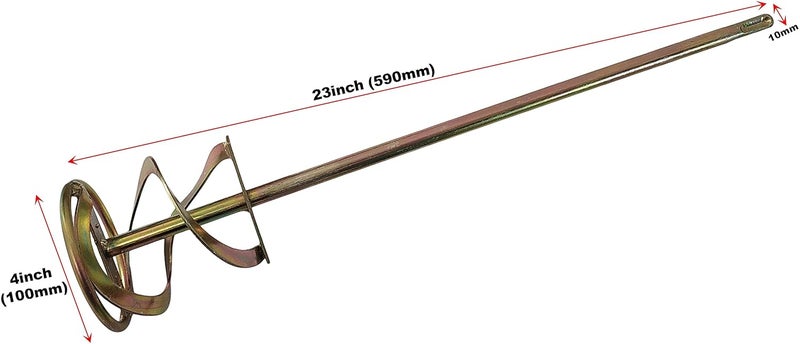 Inditrust عصا خلط الطلاء 23 بوصة قطر 5 بوصة ملحق خلط الأسمنت والمعجون لمثقاب يدوي وآلة خلط المعجون بسماكة ½ بوصة - Image 2