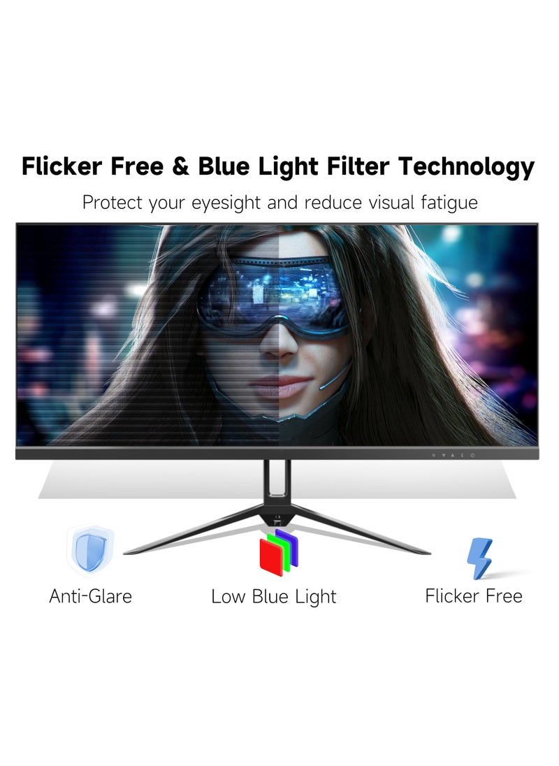 FlashHawk - 2K 29 inch Ultrawide Monitor, 21:9 IPS Display 2560 x 1080P 100Hz Refresh Rate with HDR Low Blue Light, DP+HDMI Computer Monitor for Home Office Gaming Black - Image 1