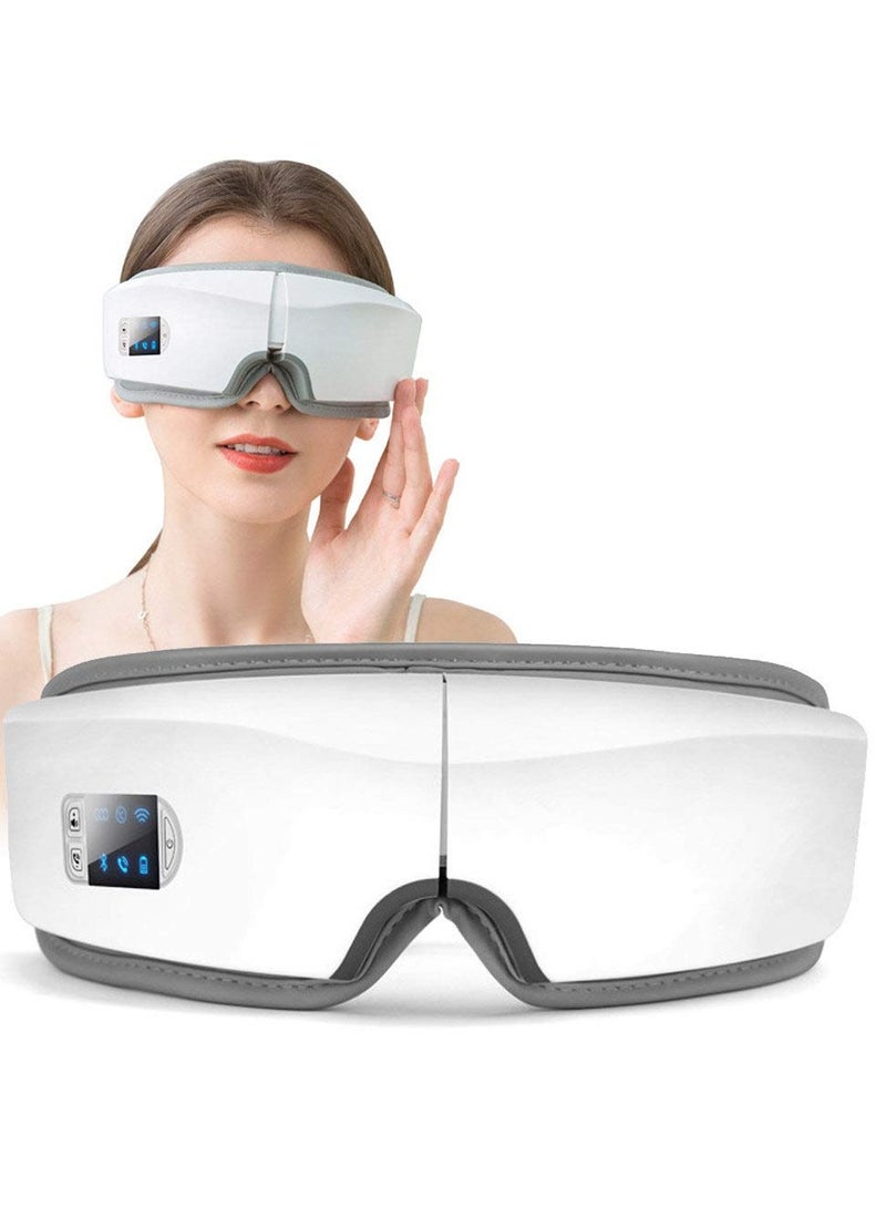 SYOSI Rechargeable Eye Massager with Heat and Bluetooth Music, Electric Vibration Eye Mask for Stress Relief, Relaxation, Ideal for Travel, Office, Home, Car Use - Image 1