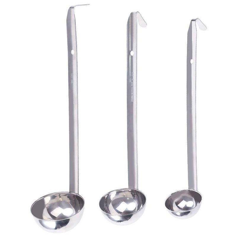 3 Pcs Soup LadleSmall Stainless Steel Ladles and Spoons Professional Ladle with HookHeavy Duty Metal Ladle Kitchen Utensil Spoon for Kitchen Cooking Soup Sauce Soup Gravy Salad Dressing
