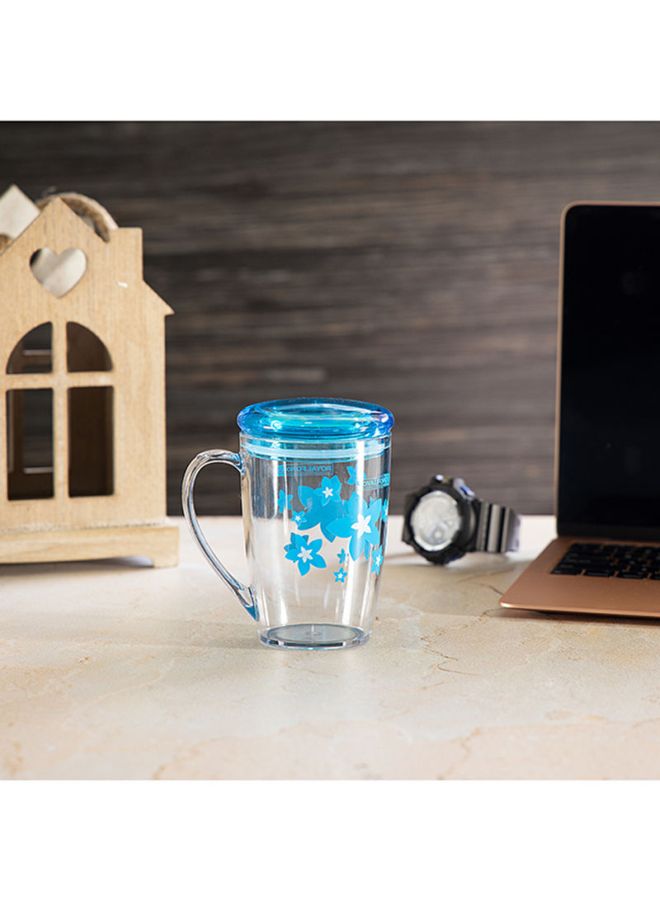 Royalford Acrylic Cup with Lid 350ml -  [RF5656] Clear/Blue 350ml - Image 4