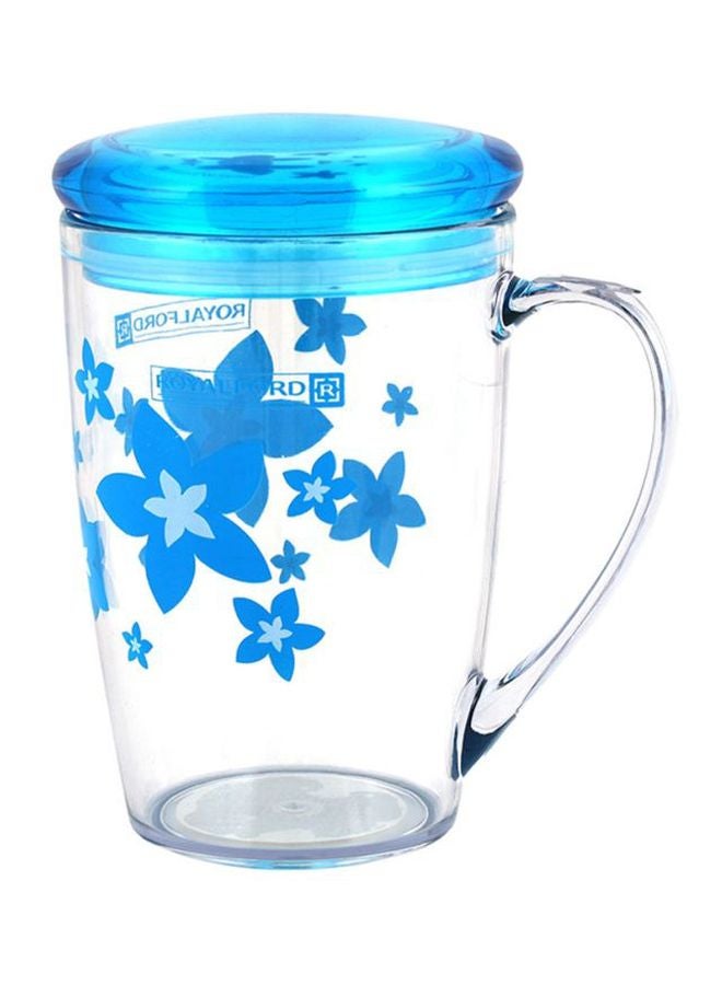 Royalford Acrylic Cup with Lid 350ml -  [RF5656] Clear/Blue 350ml - Image 2