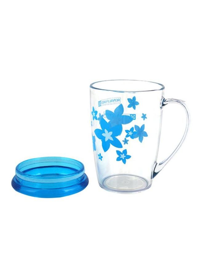 Royalford Acrylic Cup with Lid 350ml -  [RF5656] Clear/Blue 350ml - Image 3