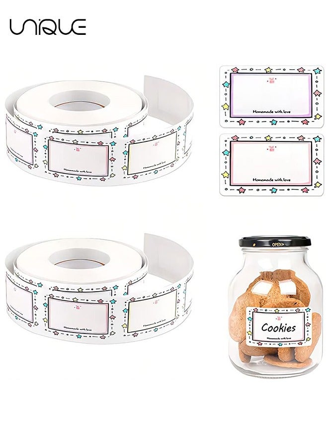 Unique 2 Roll Jam Jar Labels - Sticky Jam Labels - Freezer Labels 50*30mm Sticky Labels Jar Stickers Labels for Kitchen Food Bottle Jams Containers - Food Bottle Labels (500Pcs) - Image 1