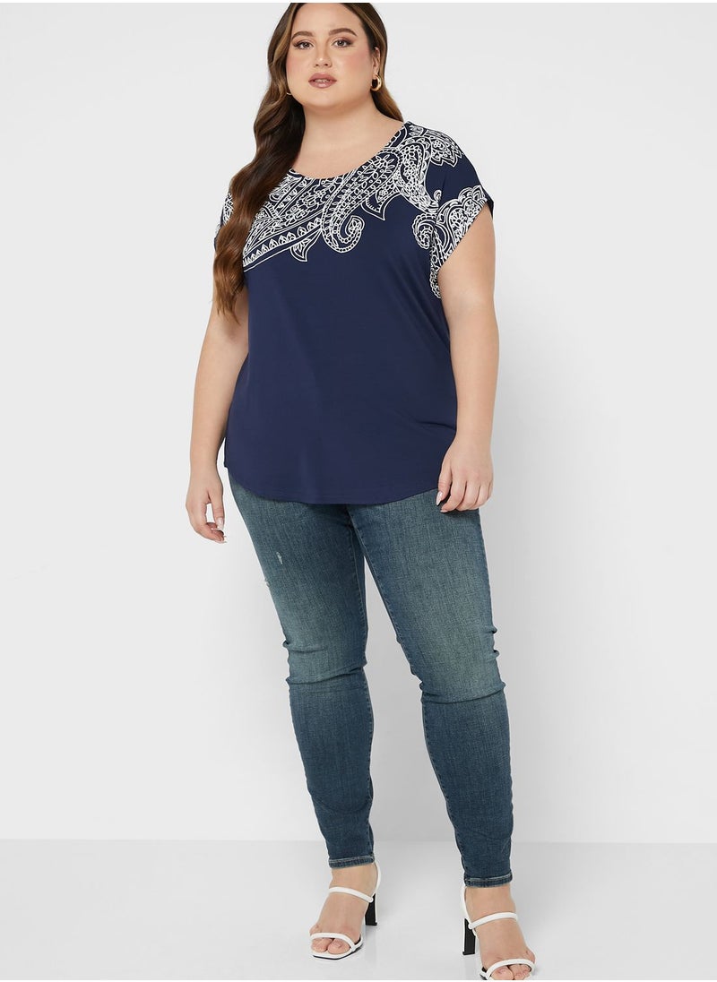 Avenue Printed Round Neck Top  - Image 4