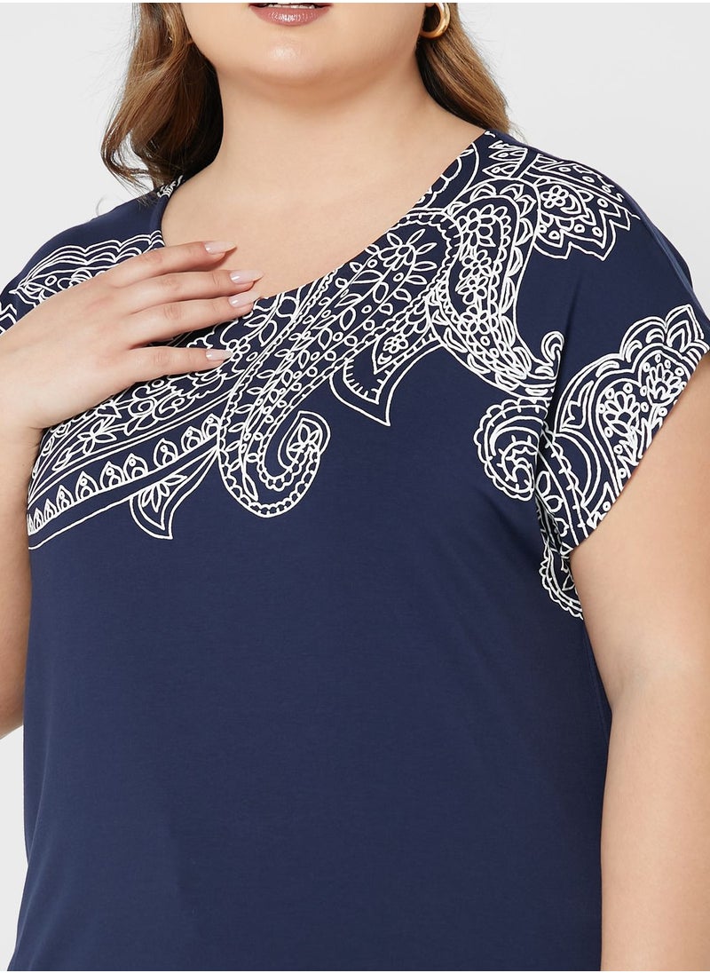 Avenue Printed Round Neck Top  - Image 3