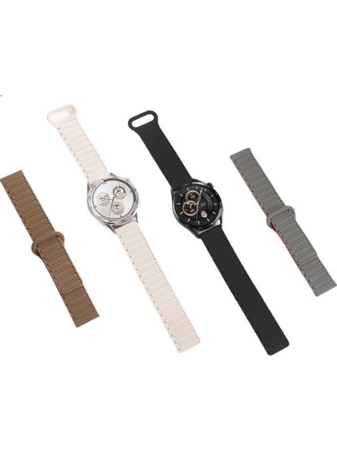 MSSM Silicone Magnetic Attraction Sports Watch Strap For Huawei Watch Gt5/Gt4/3/5Pro/Watch4Pro/Honor Magic2 [Gray With Orange] 22Mm - Image 2