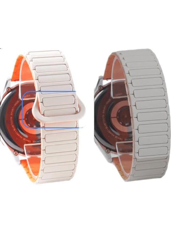 MSSM Silicone Magnetic Attraction Sports Watch Strap For Huawei Watch Gt5/Gt4/3/5Pro/Watch4Pro/Honor Magic2 [Gray With Orange] 22Mm - Image 3