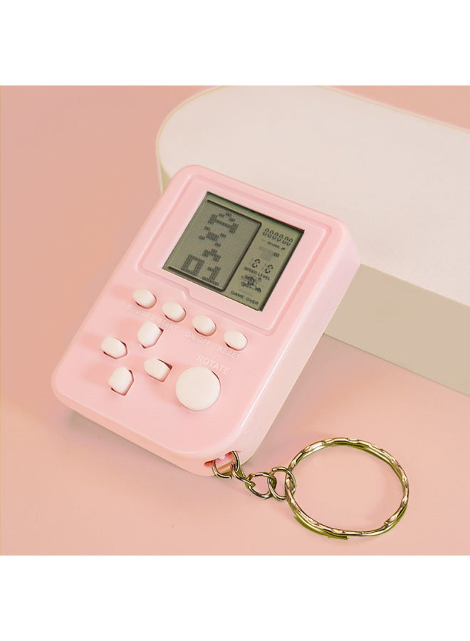 Handheld Mini Game Console Large Square Keychain Pendant Stationery Store Gift Toy-Color:Macaron Powder  - Image 1