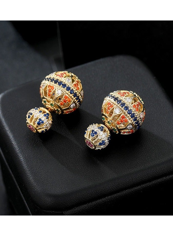 Double-sided hollow front and rear ball earrings s925 - Image 3
