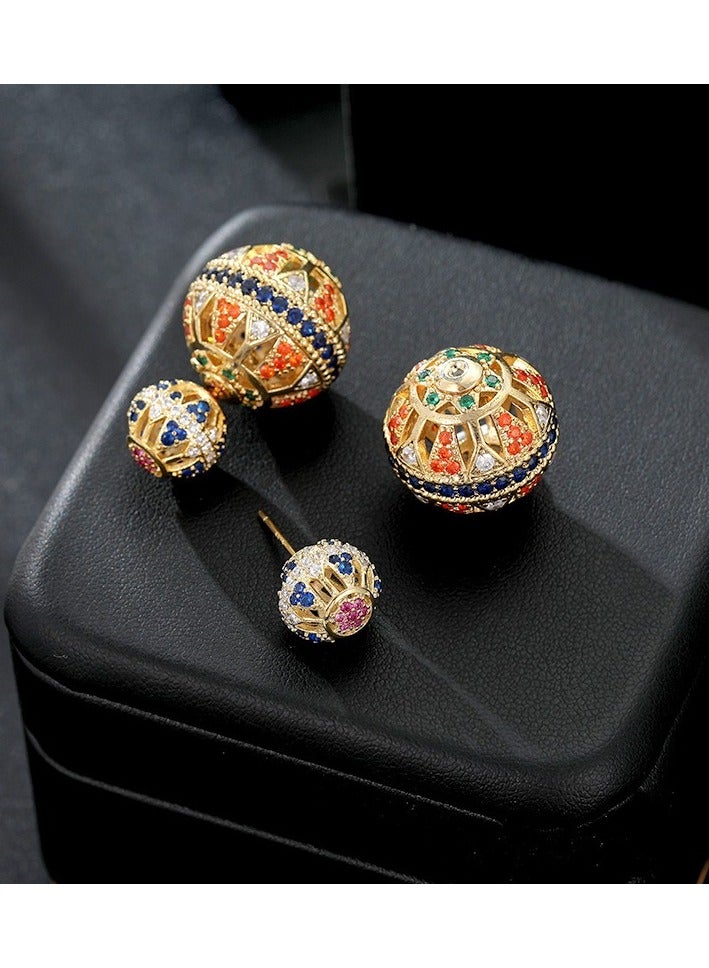 Double-sided hollow front and rear ball earrings s925 - Image 4