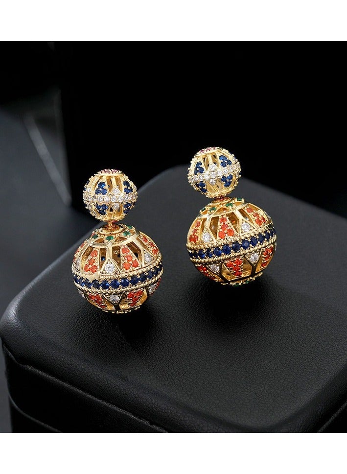 Double-sided hollow front and rear ball earrings s925 - Image 2