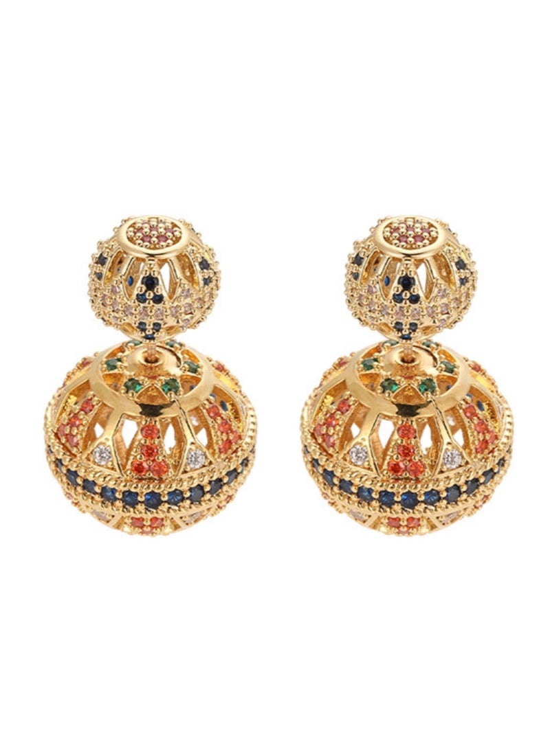 Double-sided hollow front and rear ball earrings s925 - Image 5