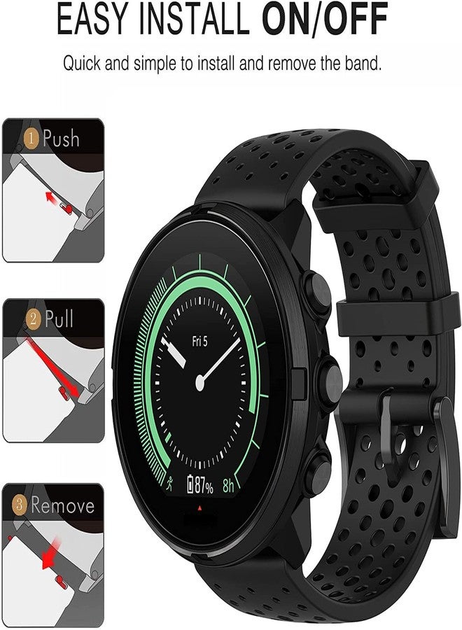INF سوار سيليكون رياضي من INF متوافق مع ساعات Suunto 7/9 / 9Baro / D5 / Spartan/Fossil Nate/Q، سوار بديل من السيليكون، سوار رياضي للرجال والنساء، أسود - Image 5