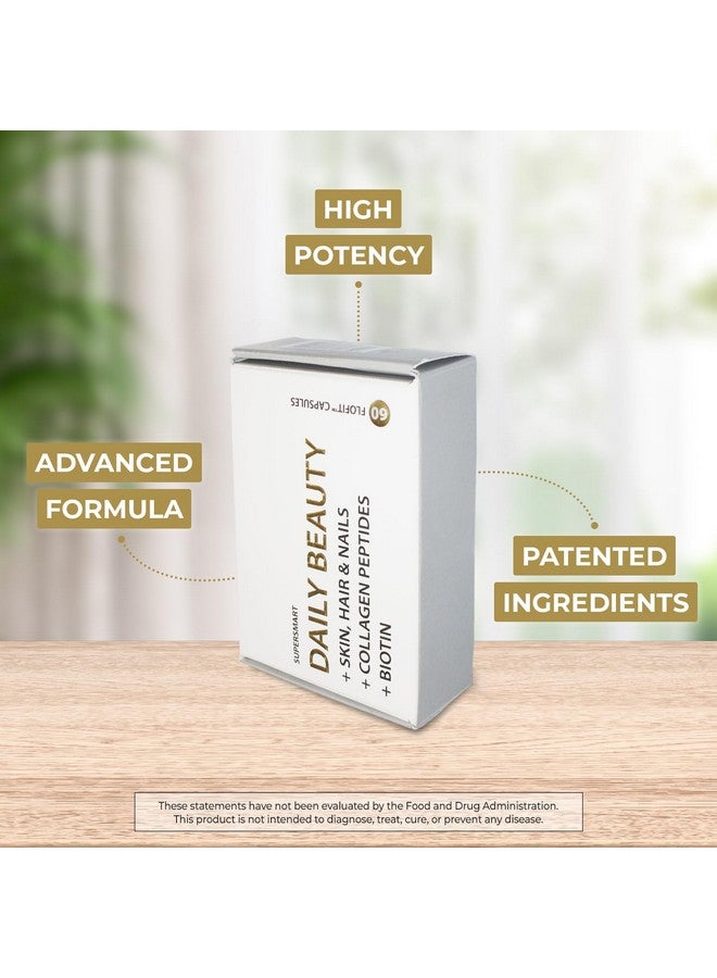 Supersmart - Daily Beauty (Patented & High Potency) - with Verisol Collagen Peptides, Hyaluronic Acid, Soluble Keratin, Biotin | Non-GMO & No fillers & Gluten Free - 60 Flofit Capsules - Image 2