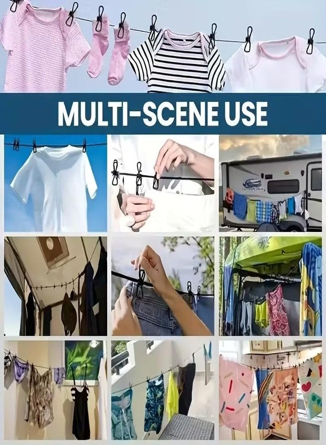PulGos حبل تجفيف ملابس مرن من بولجوس، قطعة واحدة، مزود بخطافات و12 مشبكًا | حبل غسيل معلق محمول للسفر والمنزل والشرفة والاستخدام الخارجي | سلك تجفيف ملابس | متعدد الألوان قوي وقابل للتمدد - Image 2