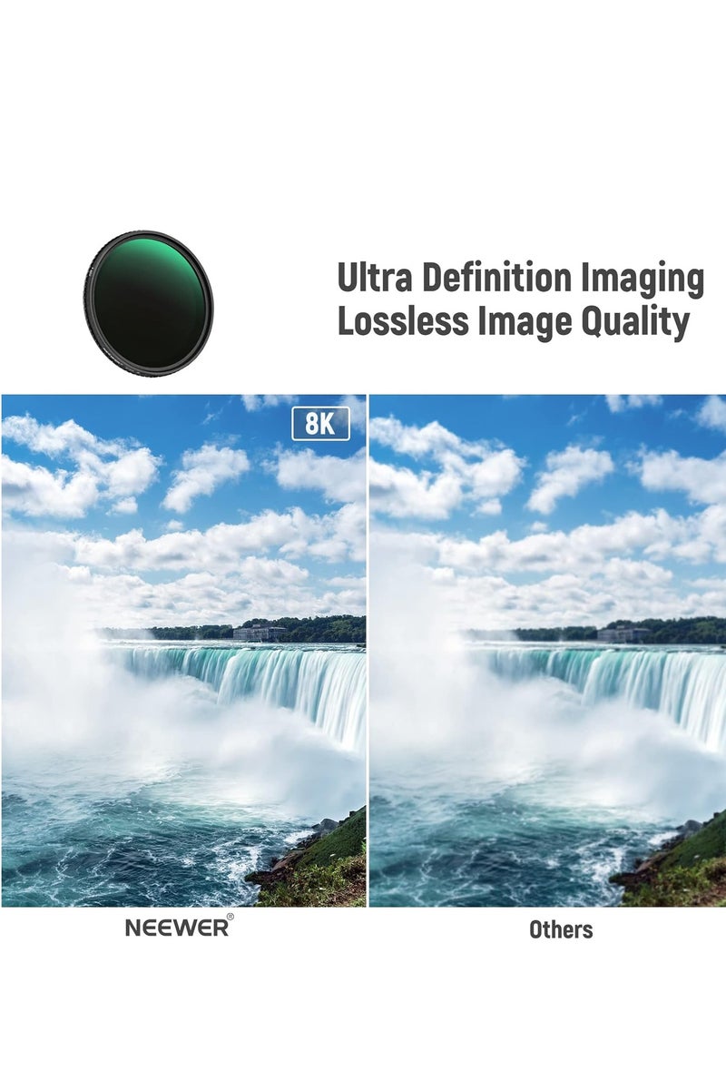 NEEWER 67MM MRC Adjustable HD ND Filter ND2-ND32 & CPL – 2-in-1 Neutral Density & Polarizer Lens Filter for DSLR/Mirrorless Cameras black - Image 5