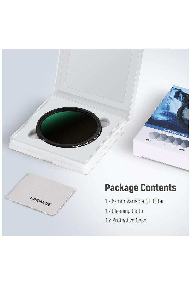 NEEWER 67MM MRC Adjustable HD ND Filter ND2-ND32 & CPL – 2-in-1 Neutral Density & Polarizer Lens Filter for DSLR/Mirrorless Cameras black - Image 2