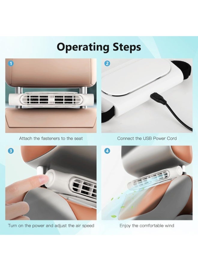 BlueFire Car Headrest Cooling Fan – 3 Speeds Adjustable Dual-Turbine Car Seat Fan, USB Powered Rear Headrest Fan Cooler for Backseat, Portable Car Interior Air Circulator with Silent Operation & Universal Fit – Summer Car Accessories for Passengers, Kids & Pets - Image 5
