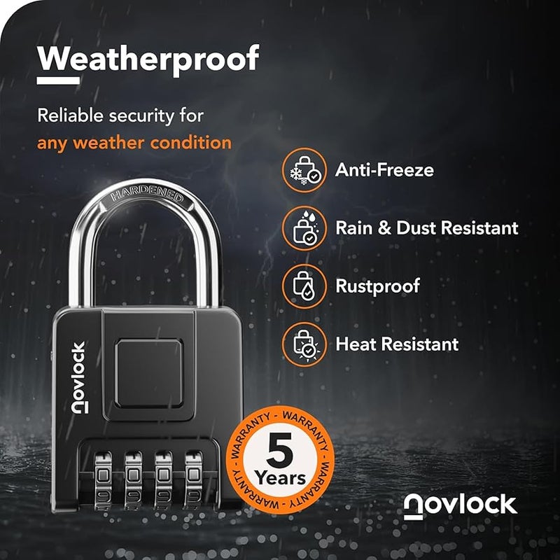 Combination Padlock for Outdoor & Indoor – Weatherproof, Heavy Duty, Portable – 7mm Shackle – for Gates, Fences, Lockers, Sheds, Cabinets – 1-Pack, Black - Image 3